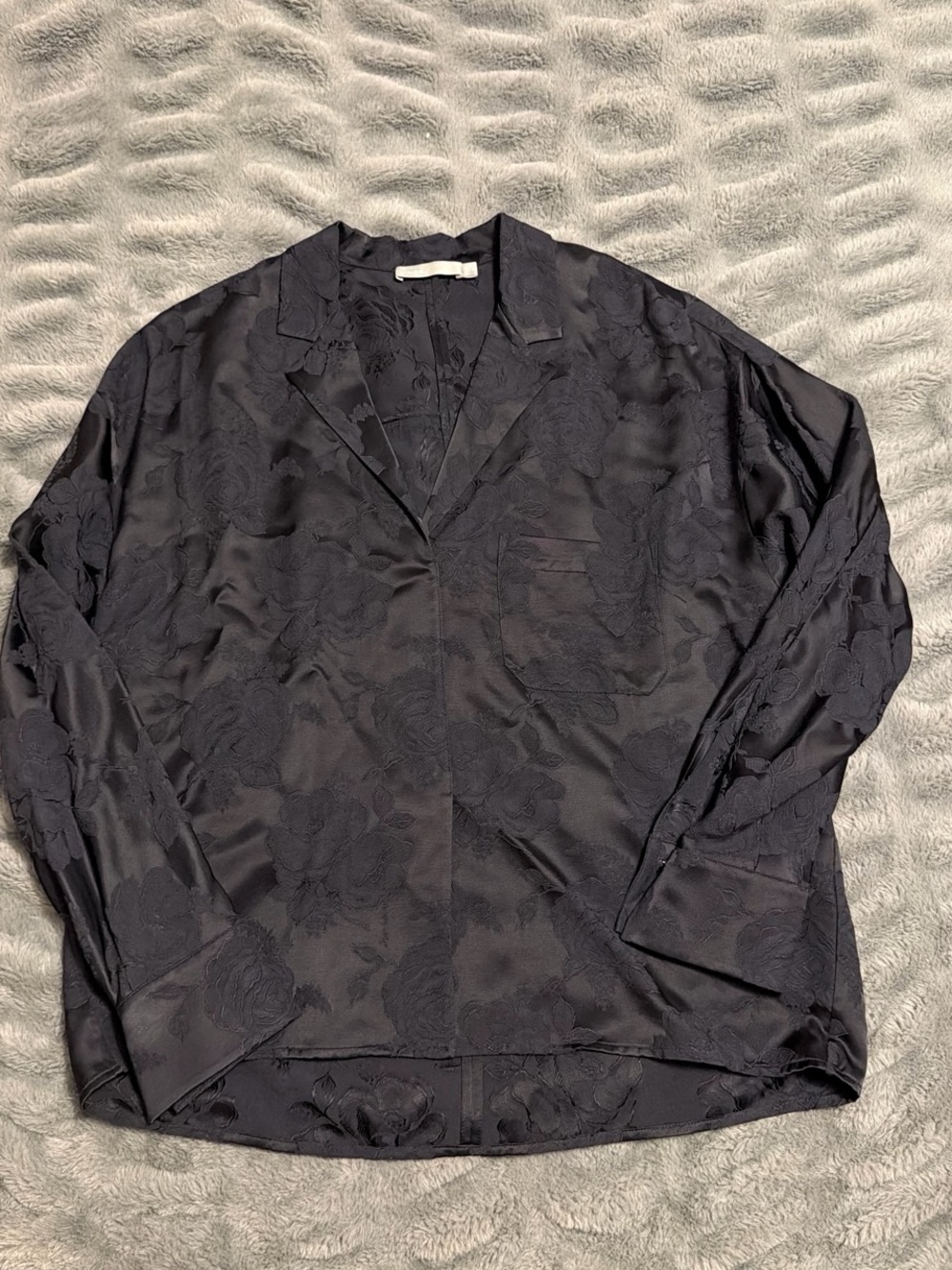 Vince Black Floral Jacquard Lightweight Shirt Jacket